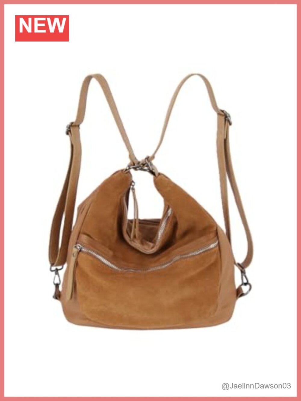 Convertible Hobo Backpack with Adjustable Straps Vegan Suede